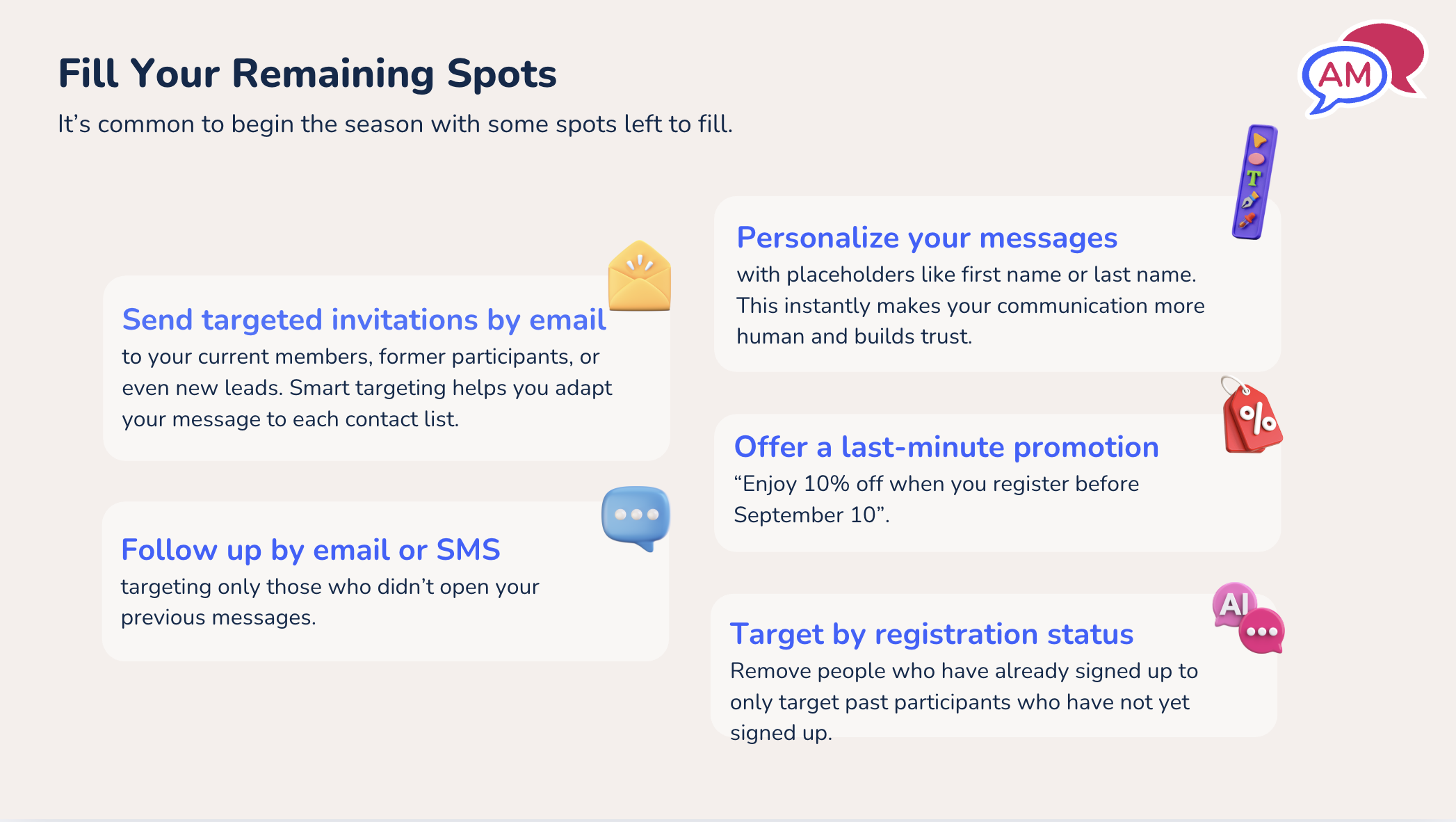 Fill Remaining Spots in your attendance